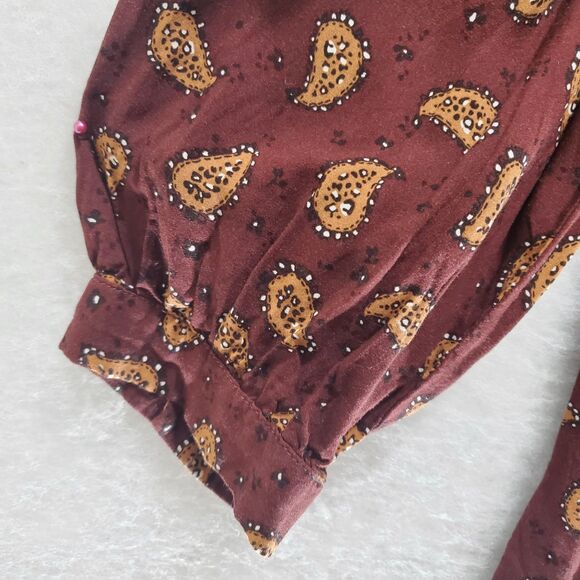 XXL Beachlunchlounge Paisley Alessi Babydoll Dress Tiered Knee Length Maroon - Picture 8 of 11